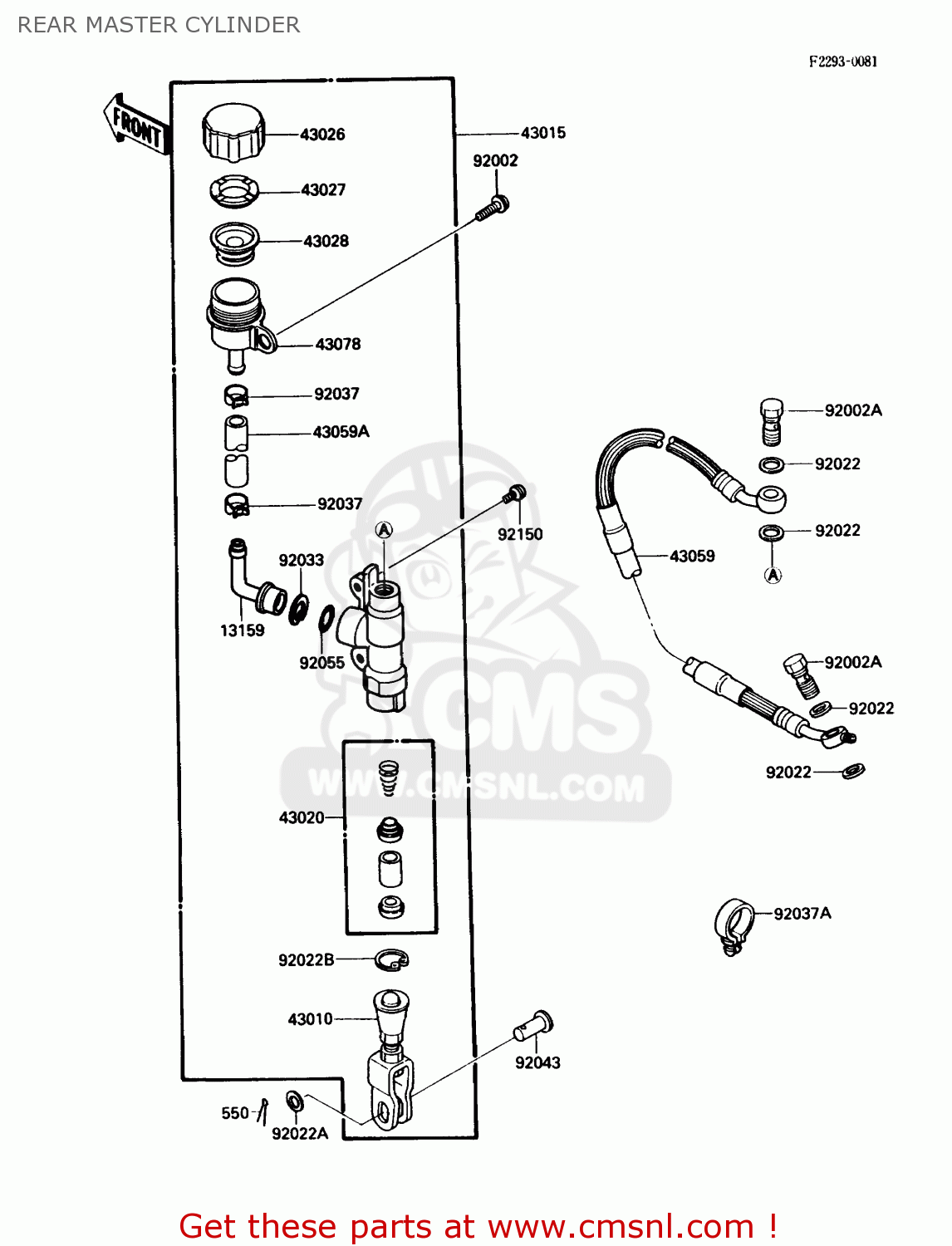 REAR MASTER CYLINDER KX80-L1 1988 USA CANADA