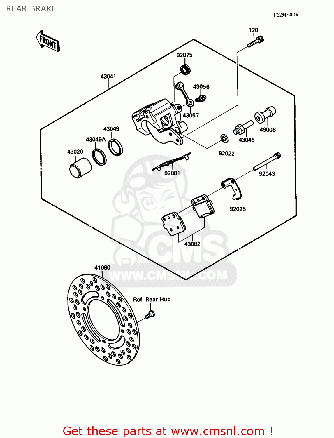 REAR BRAKE KX80-L1 1988 USA CANADA