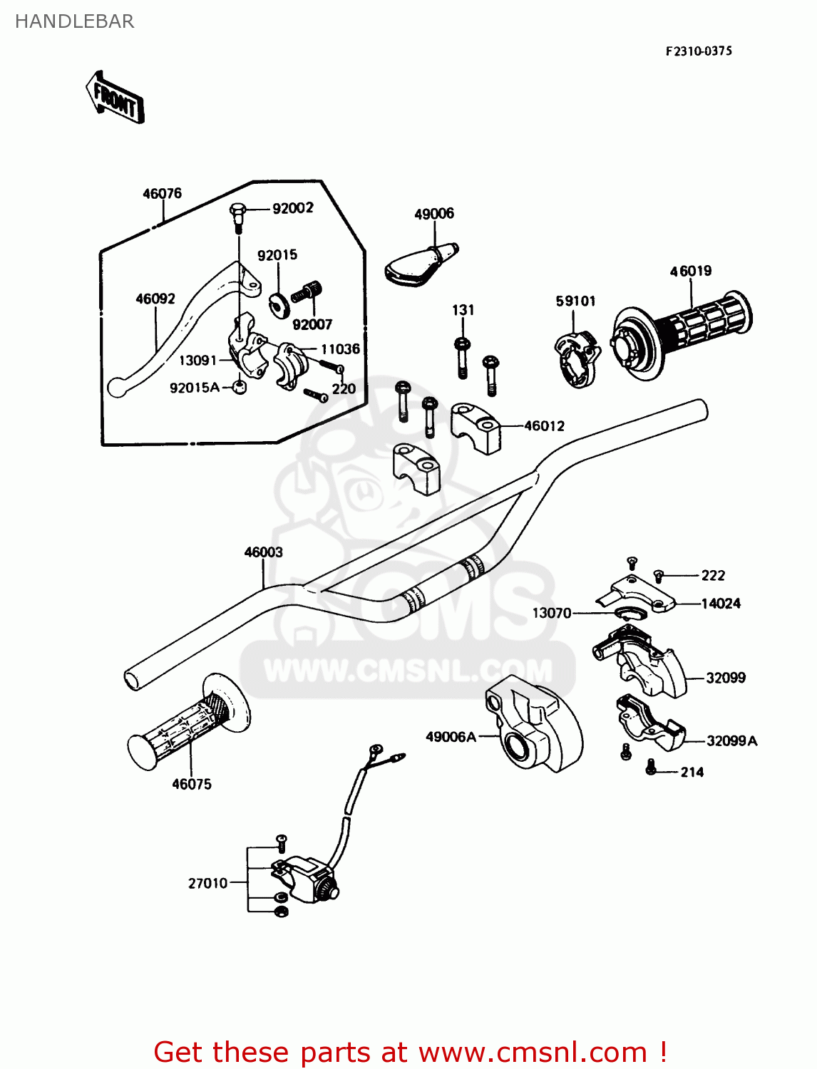 HANDLEBAR KX80-L1 1988 USA CANADA