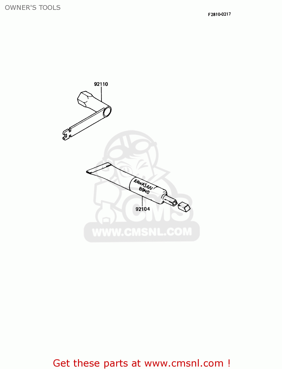 OWNER'S TOOLS KX80-L1 1988 USA CANADA
