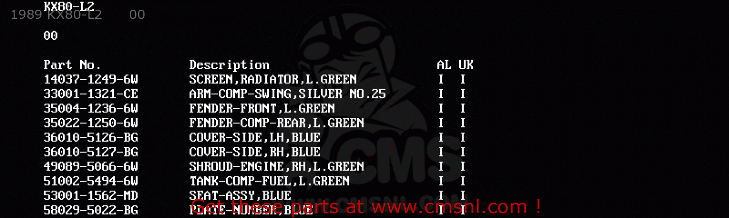 1989 KX80-L2      00 KX80-L2 1989 UNITED KINGDOM AL