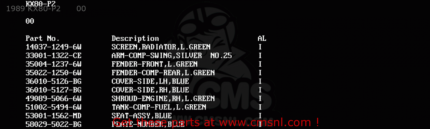 1989 KX80-P2      00 KX80-L2 1989 UNITED KINGDOM AL