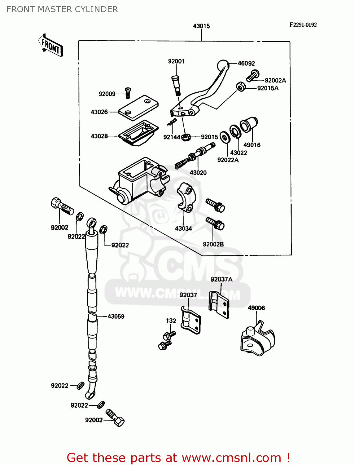 FRONT MASTER CYLINDER KX80-L2 1989 USA CANADA