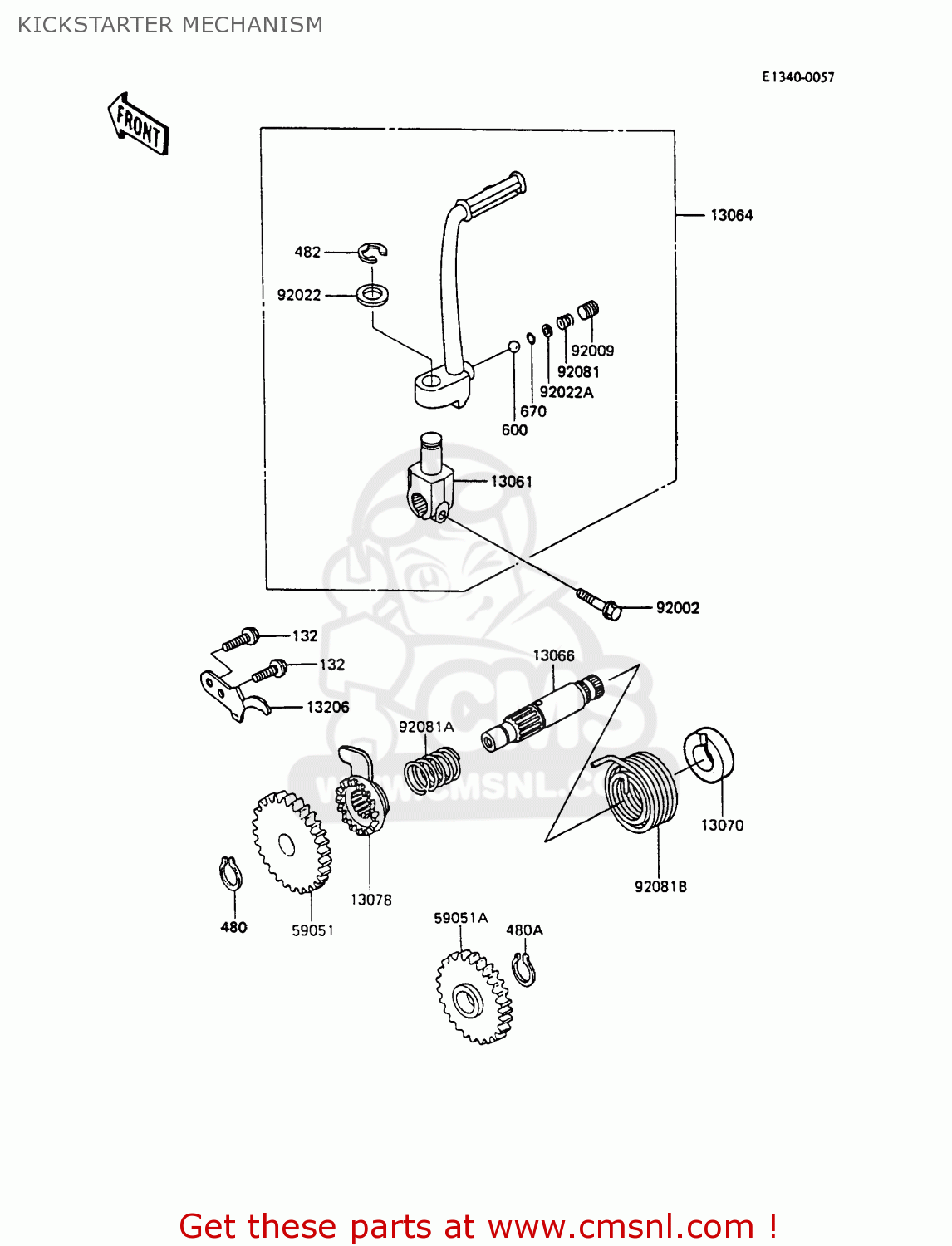 Kawasaki KX80-L3 1990 UNITED KINGDOM AL KICKSTARTER MECHANISM - buy ...