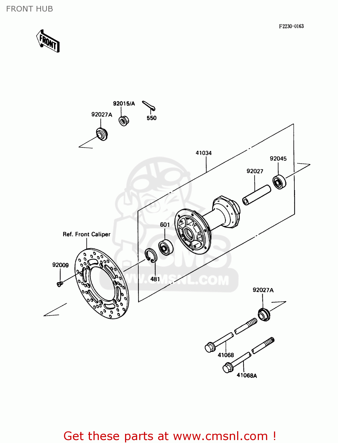 FRONT HUB KX80-L3 1990 USA CANADA