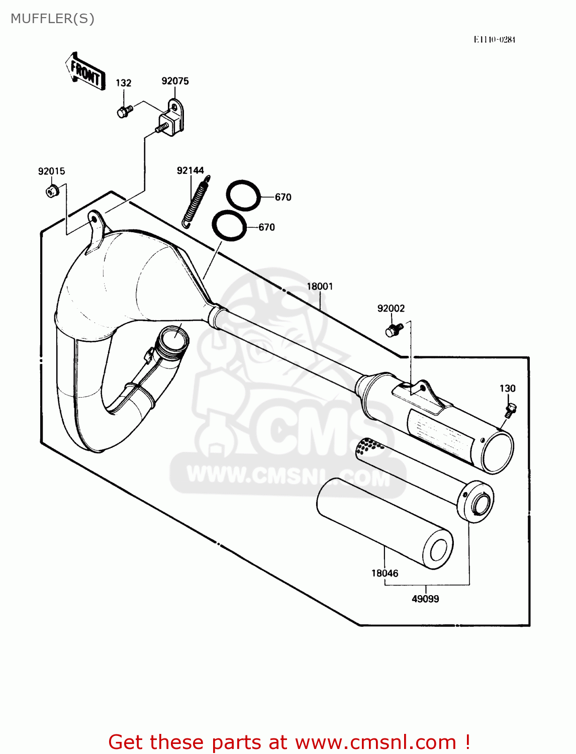 MUFFLER(S) KX80-N1 1988 USA