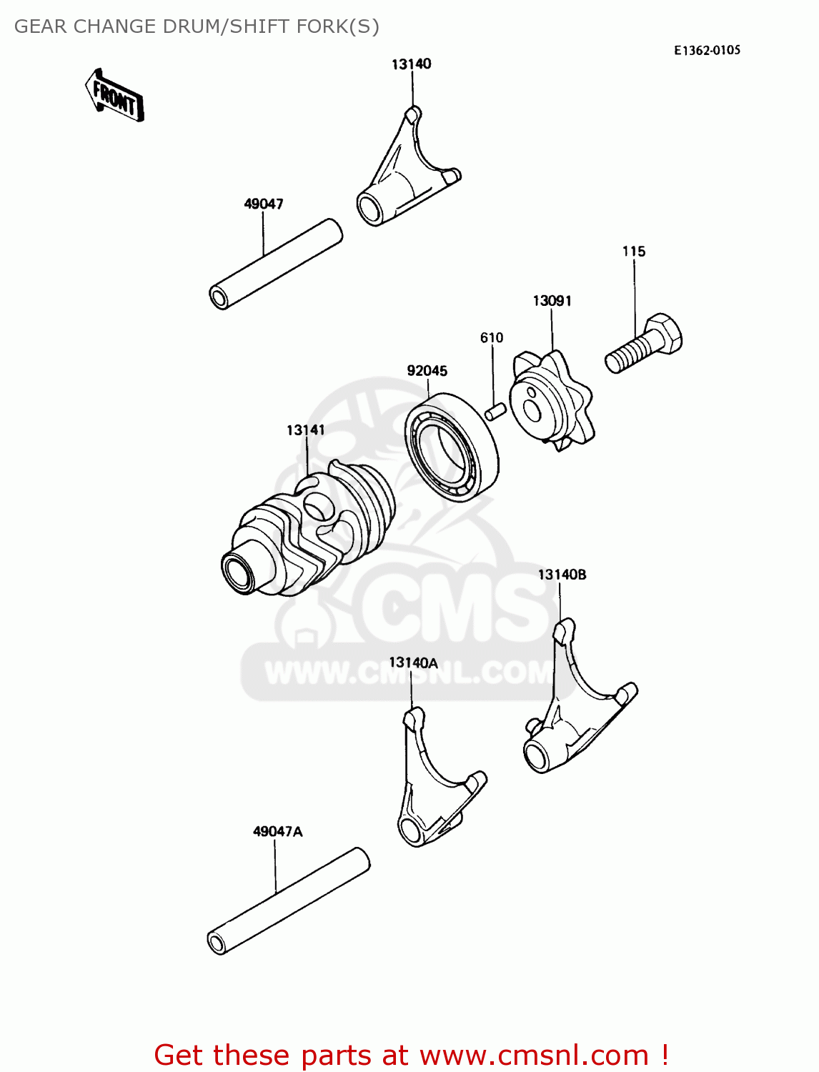 GEAR CHANGE DRUM/SHIFT FORK(S) KX80-N1 1988 USA