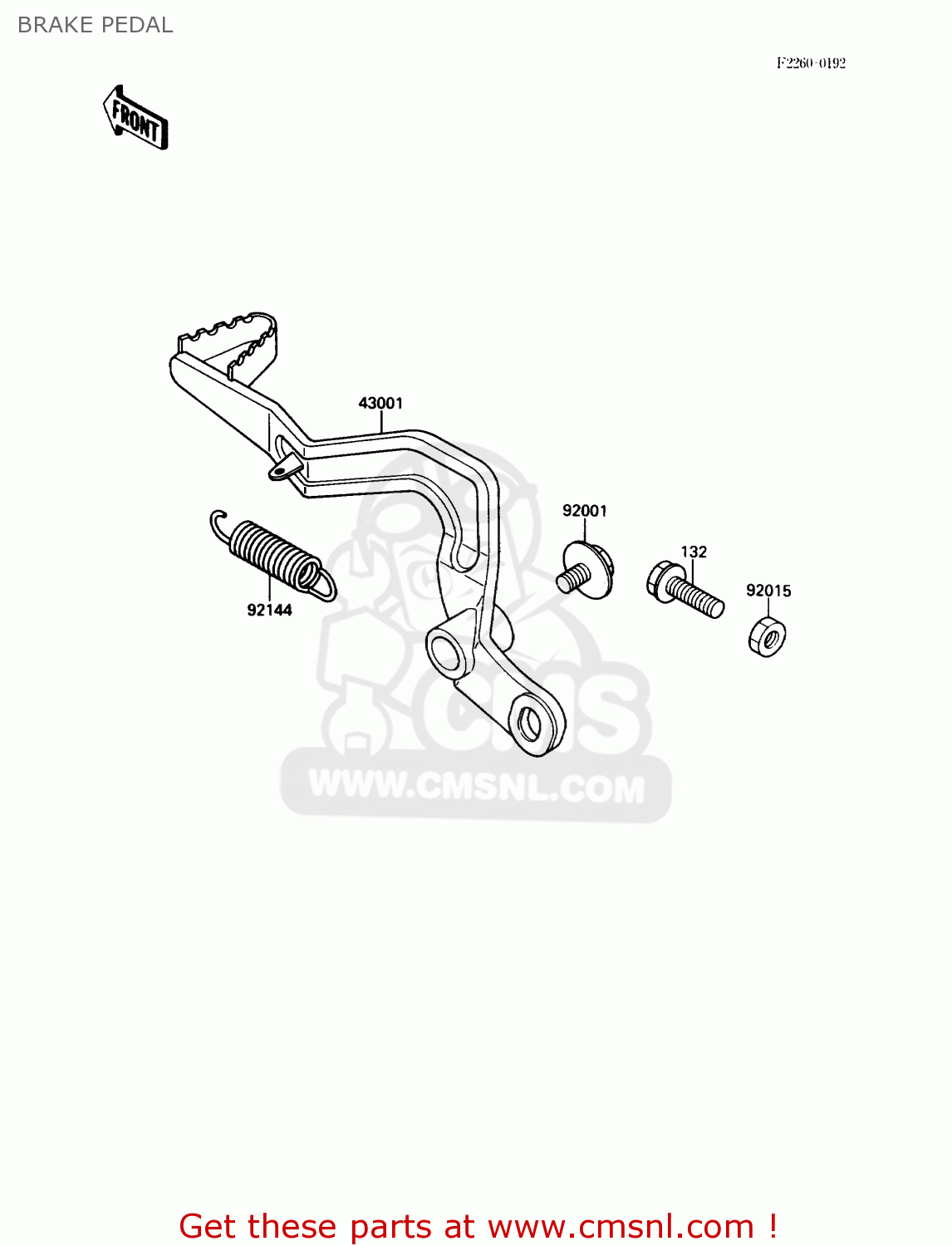 BRAKE PEDAL KX80-N1 1988 USA