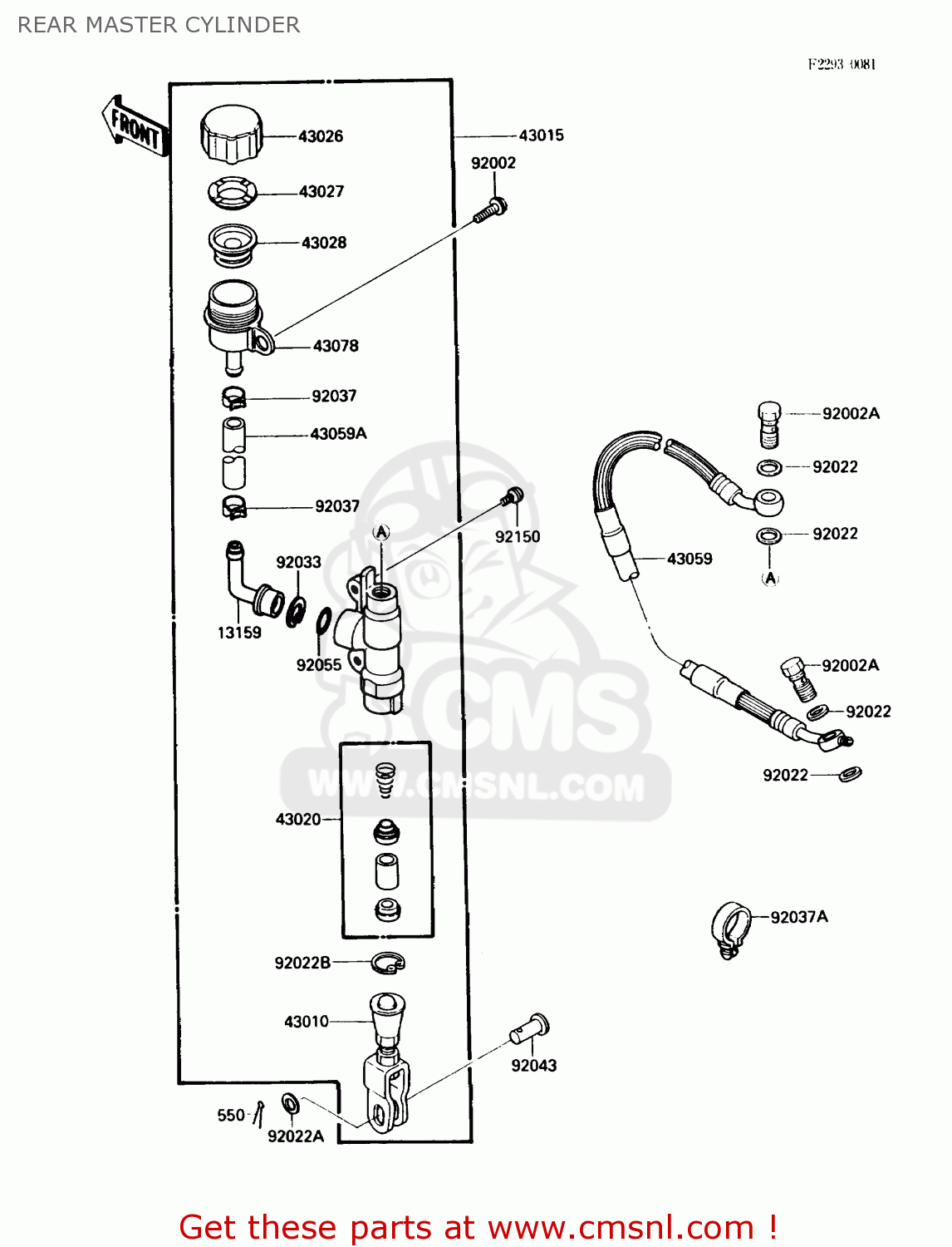 REAR MASTER CYLINDER KX80-N1 1988 USA