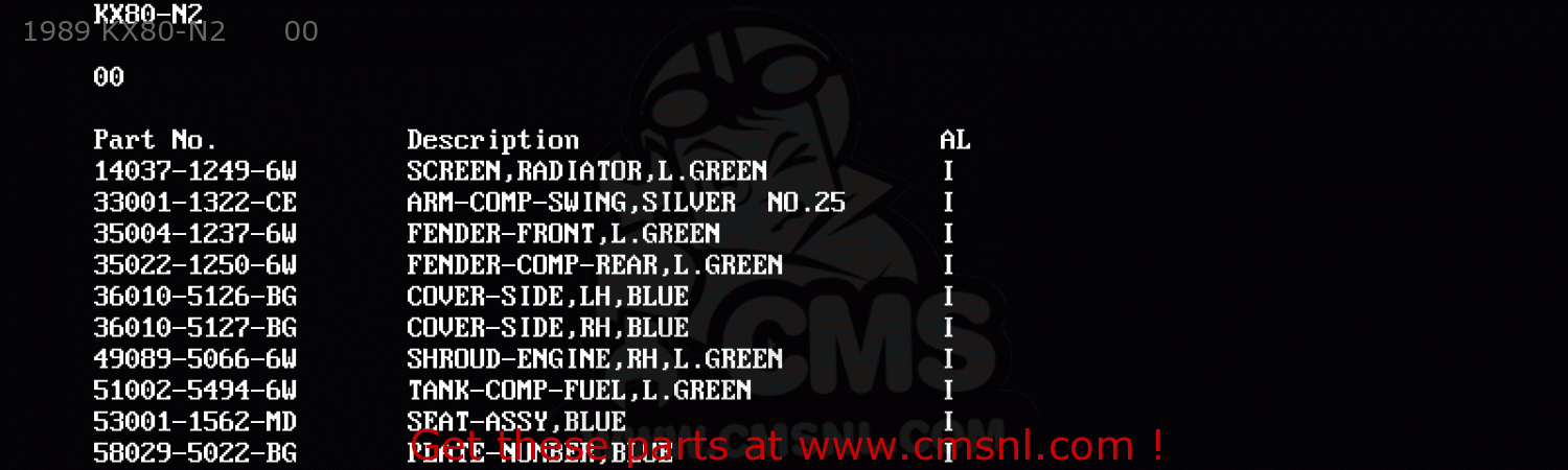 1989 KX80-N2      00 KX80-N2 1989 AL