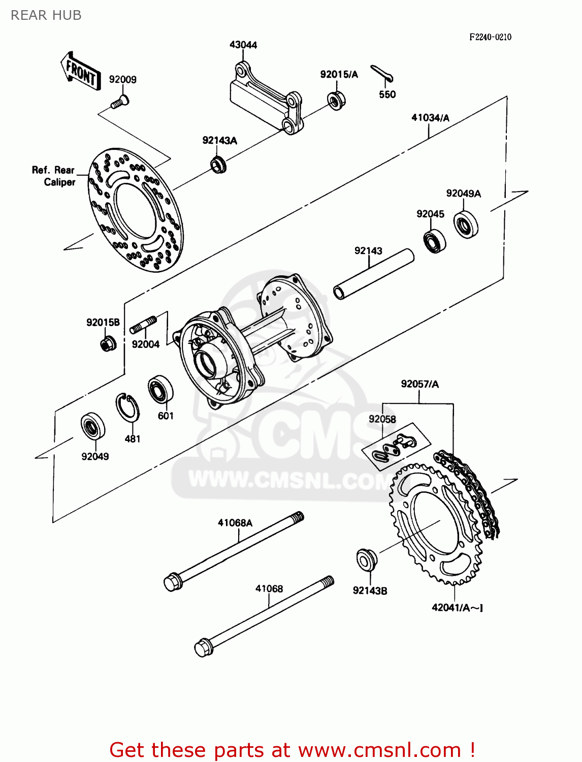 REAR HUB KX80-N2 1989 USA CANADA