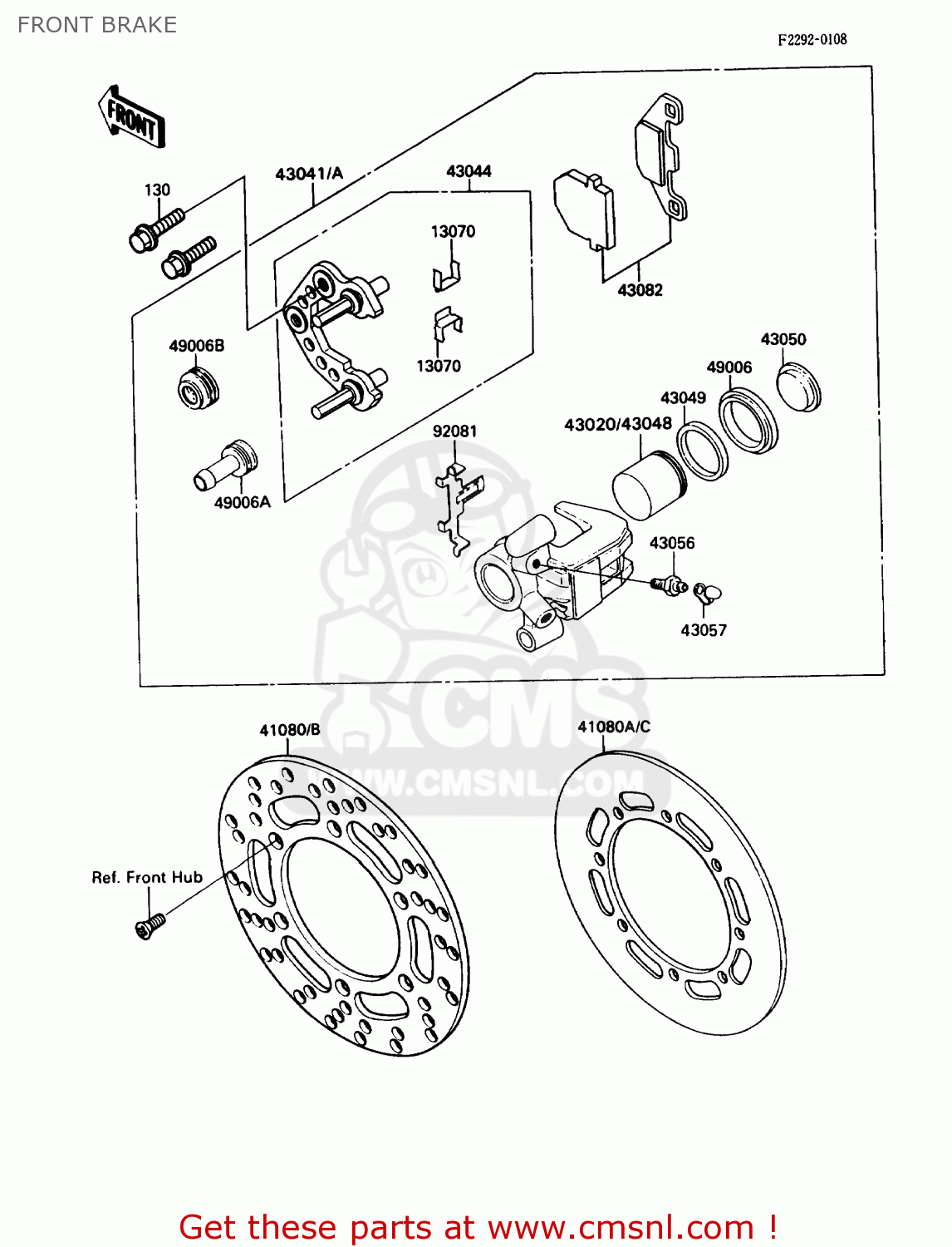 FRONT BRAKE KX80-N2 1989 USA CANADA