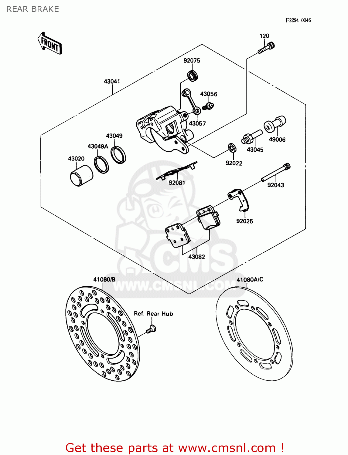 REAR BRAKE KX80-N2 1989 USA CANADA