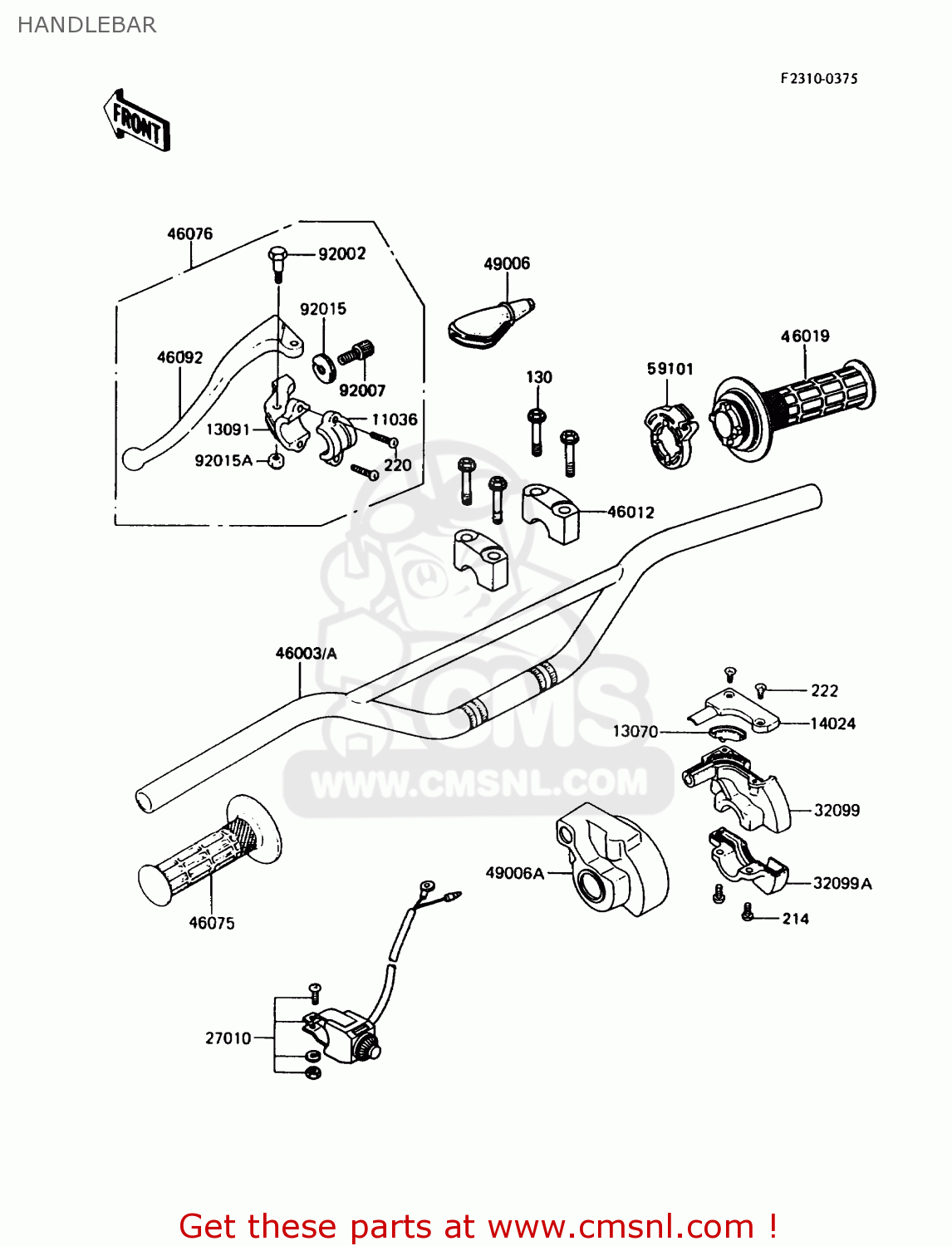 HANDLEBAR KX80-N2 1989 USA CANADA