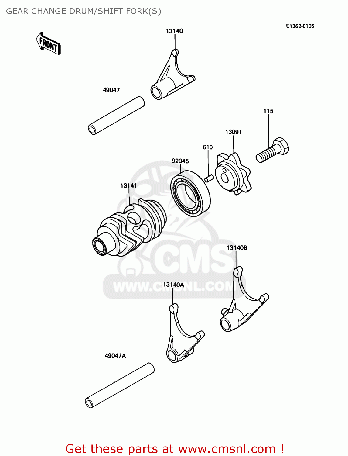 GEAR CHANGE DRUM/SHIFT FORK(S) KX80-N3 1990 USA CANADA
