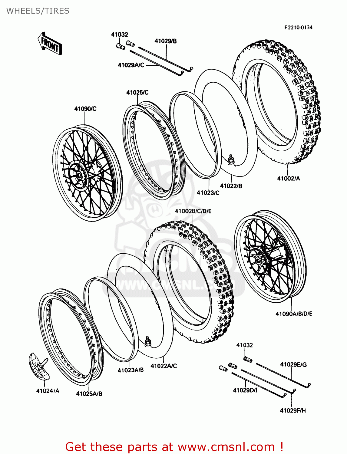 WHEELS/TIRES KX80-N3 1990 USA CANADA