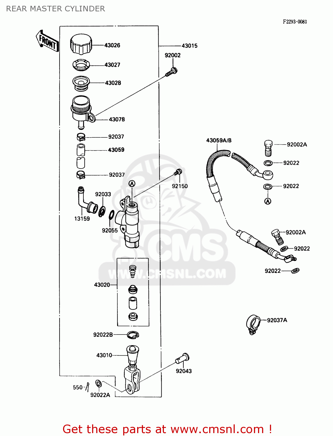 REAR MASTER CYLINDER KX80-N3 1990 USA CANADA