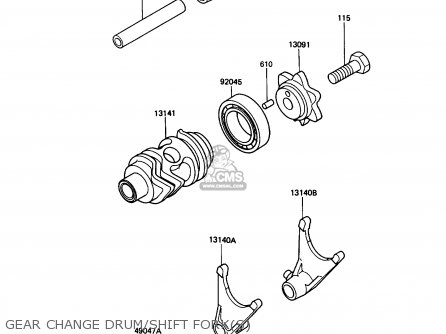 GEAR CHANGE DRUM/SHIFT FORK(S) - KX80-N3 1990 USA CANADA