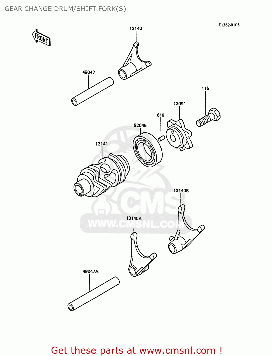GEAR CHANGE DRUM/SHIFT FORK(S) KX80-P1 1988 AL