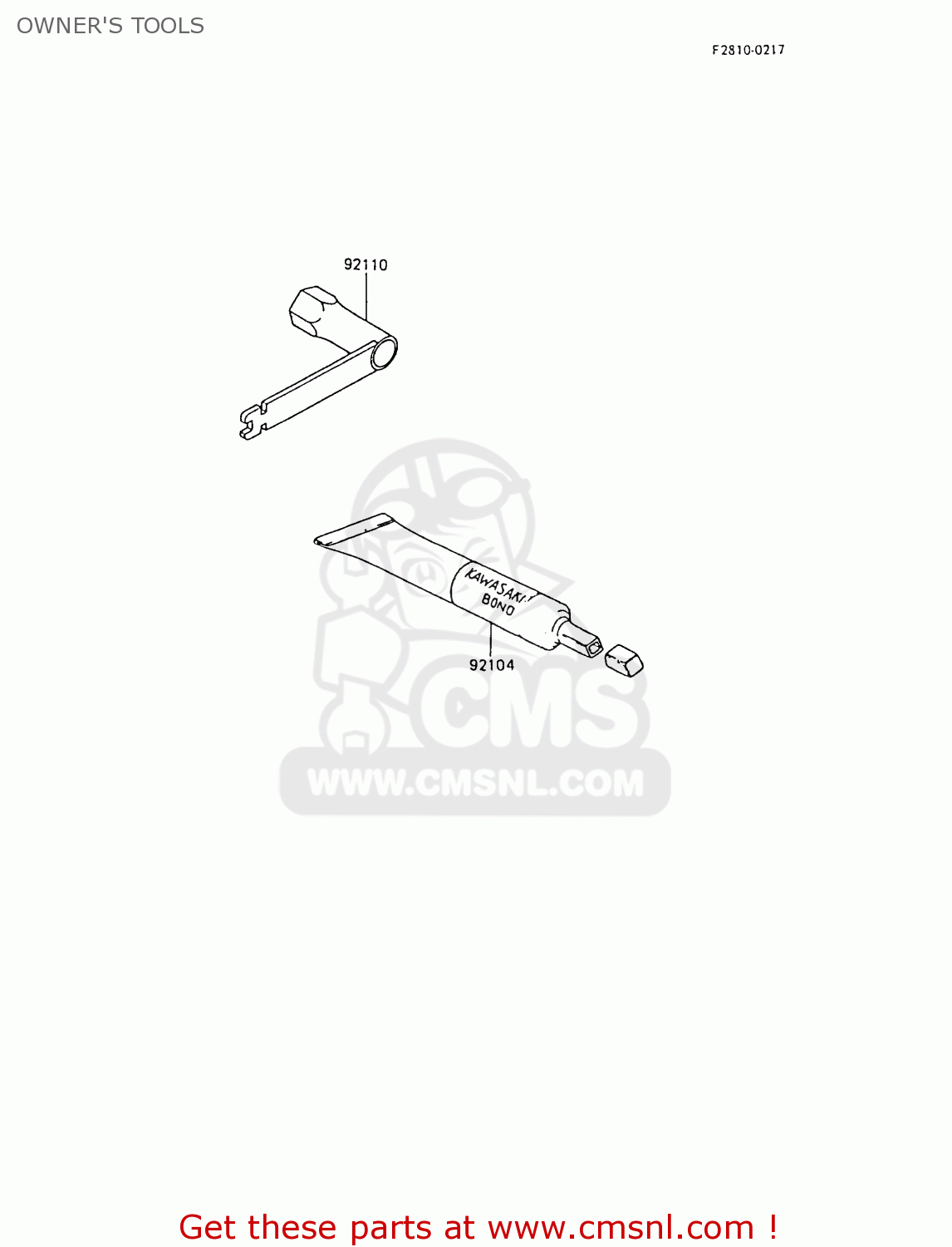 OWNER'S TOOLS KX80-P2 1989 AL