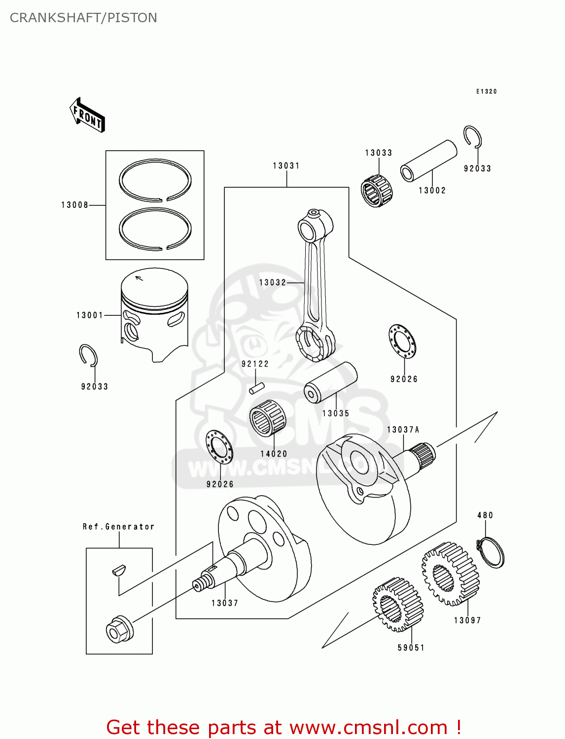 CRANKSHAFT/PISTON KX80-R2 1992 USA CANADA