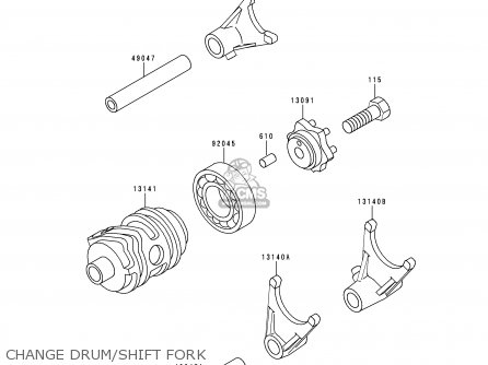CHANGE DRUM/SHIFT FORK - KX80-R2 1992 USA CANADA