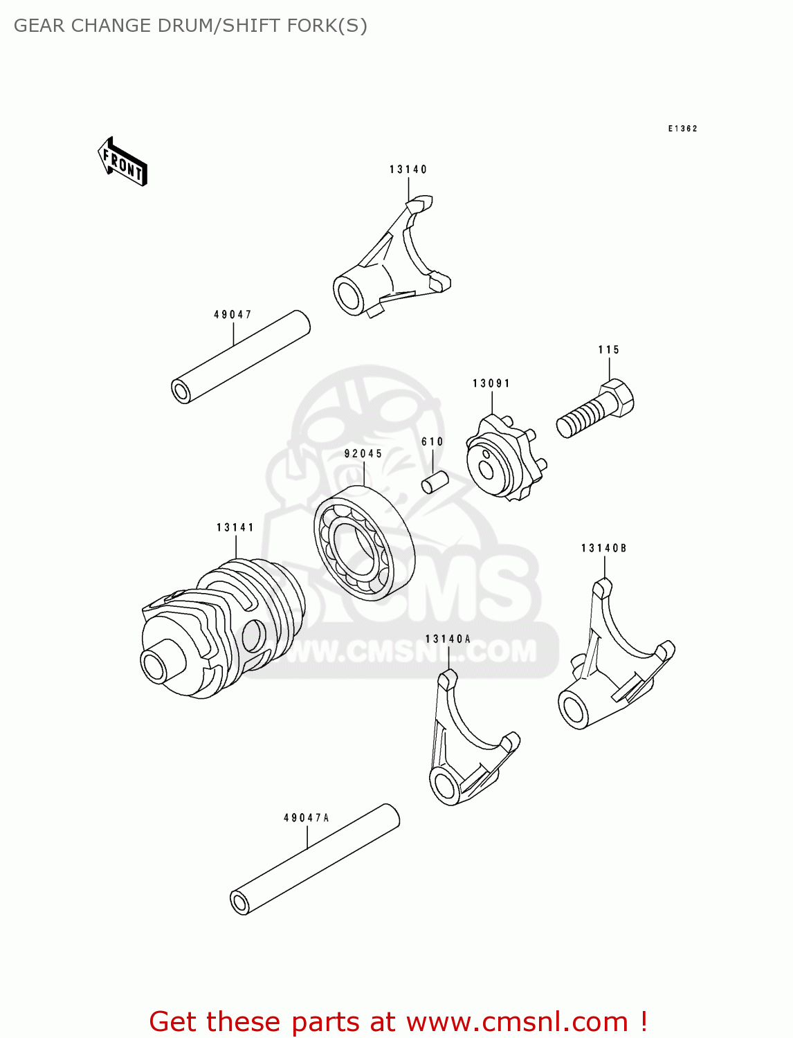 GEAR CHANGE DRUM/SHIFT FORK(S) KX80-R4 1994 EUROPE
