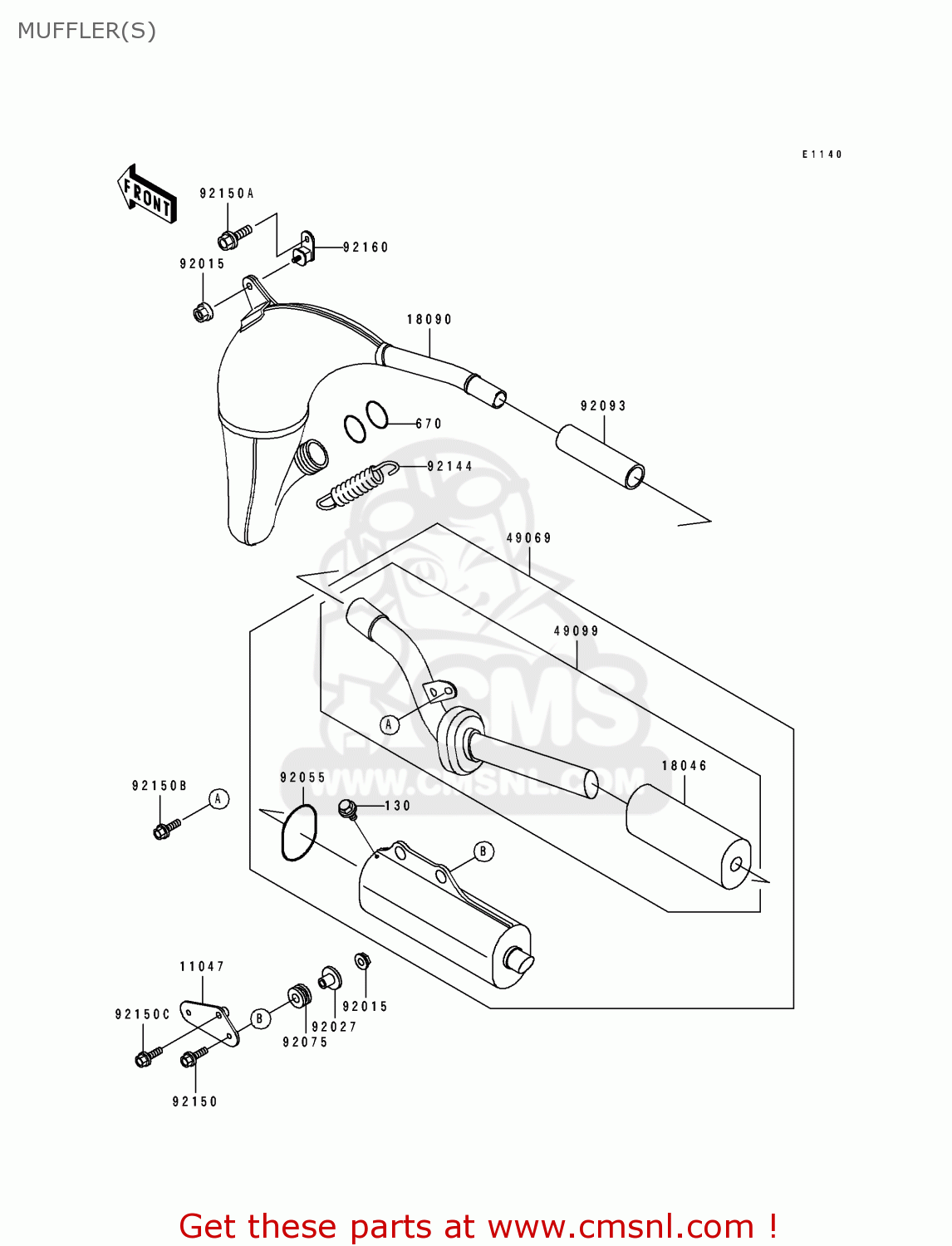 MUFFLER(S) KX80-R4 1994 USA CANADA