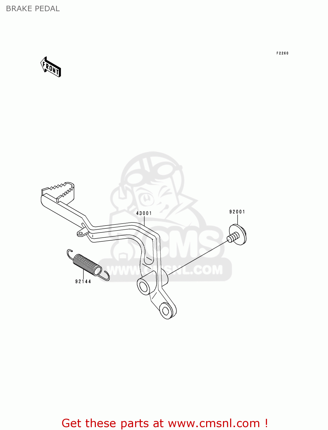 BRAKE PEDAL KX80-R6 1996 USA CANADA