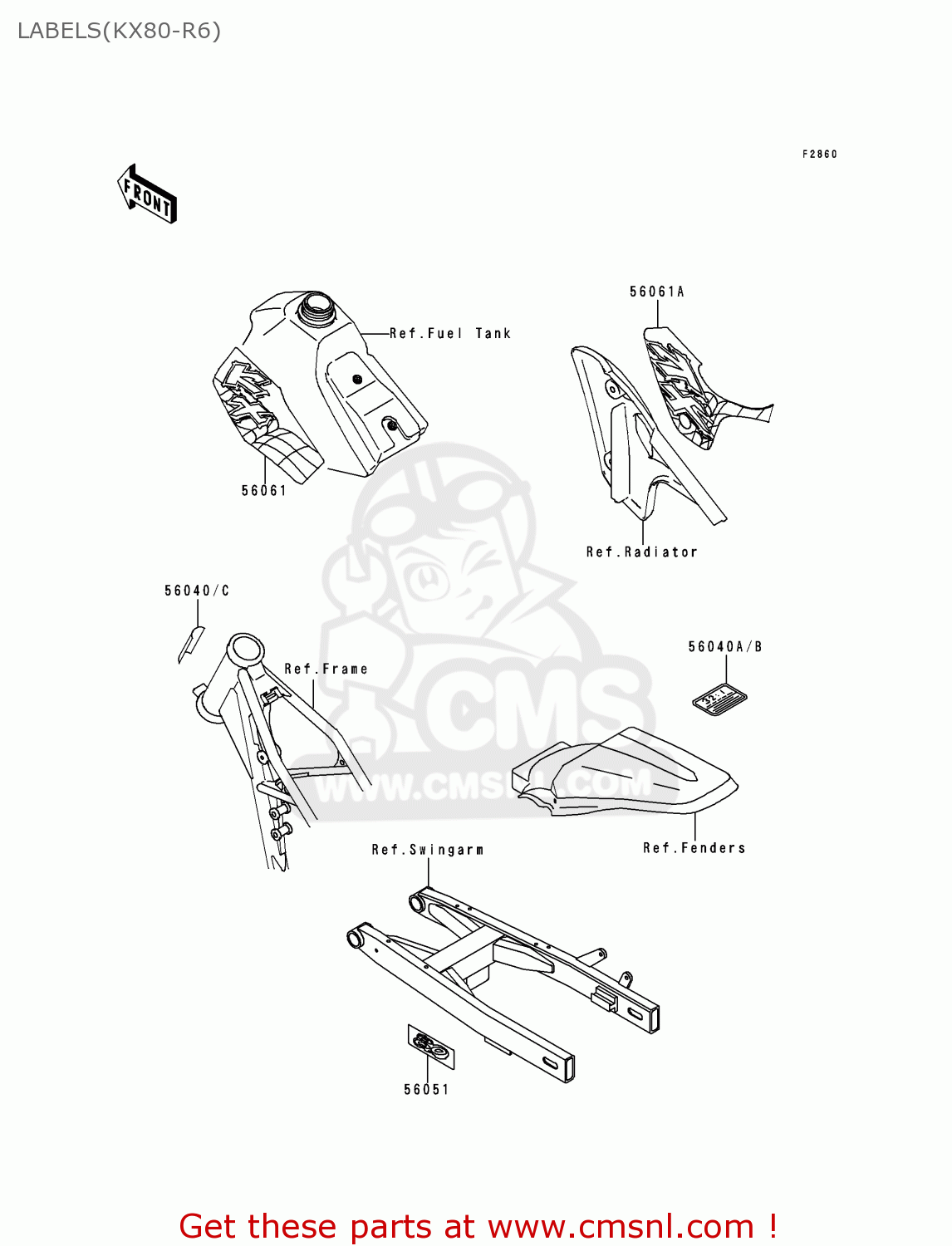 LABELS(KX80-R6) KX80-R6 1996 USA CANADA