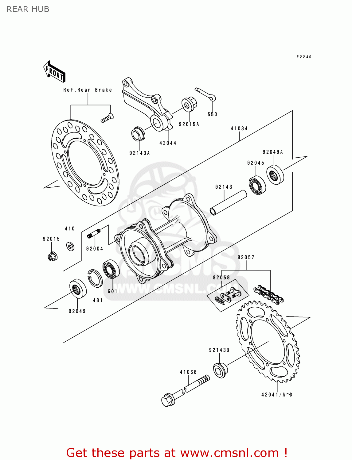 REAR HUB KX80-R7 1997 USA CANADA