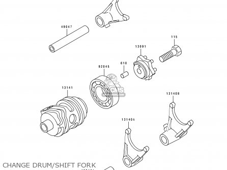 CHANGE DRUM/SHIFT FORK - KX80-S2 1992 EUROPE AS