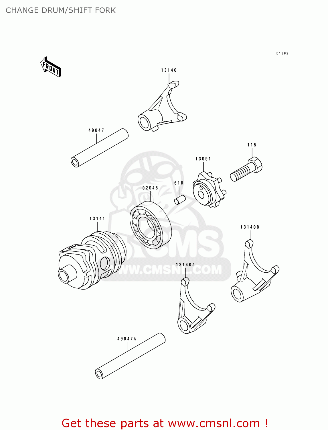 CHANGE DRUM/SHIFT FORK KX80-S3 1993 EUROPE AS