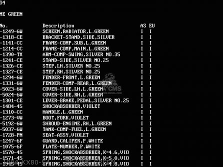 1994 KX80-S4      7F LIME GREEN - KX80-S5 1995 EUROPE AS