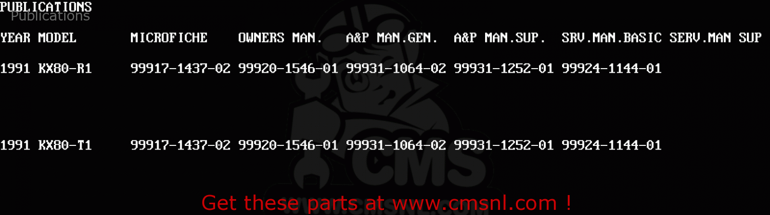 Publications KX80-T1 1991 USA