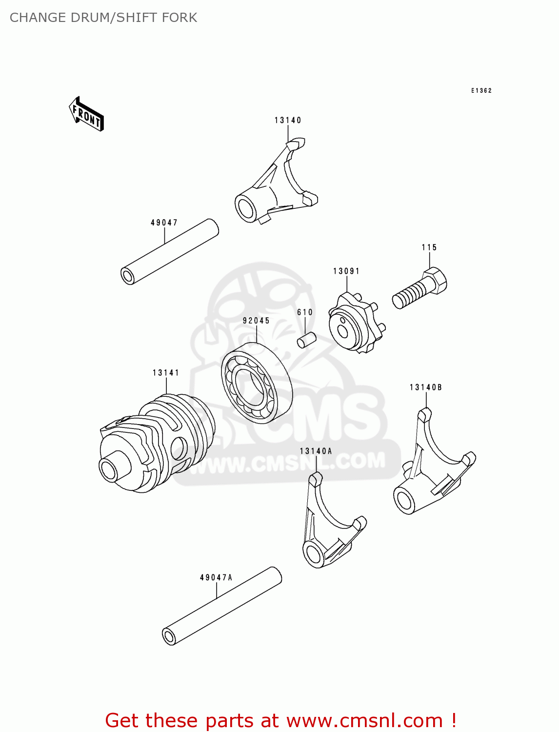 CHANGE DRUM/SHIFT FORK KX80-T2 1992 USA