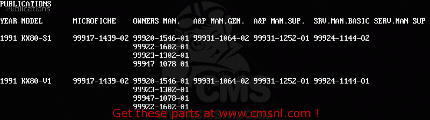 Publications KX80-V1 1991 AL