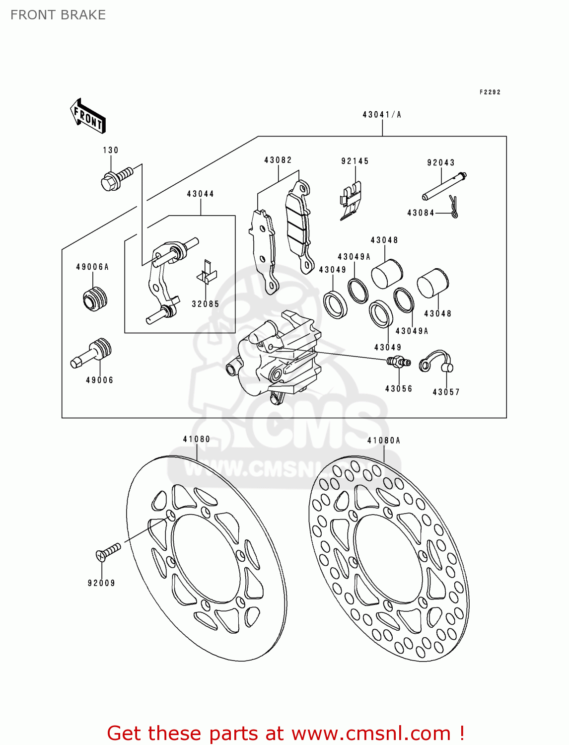 FRONT BRAKE KX80-W3 2000 USA CANADA