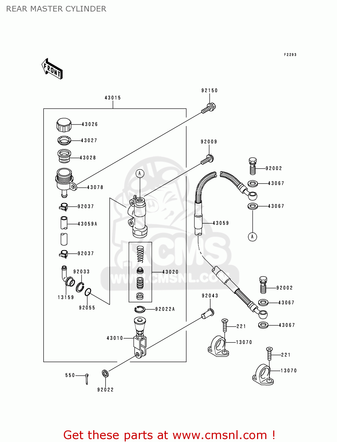 REAR MASTER CYLINDER KX80-W3 2000 USA CANADA