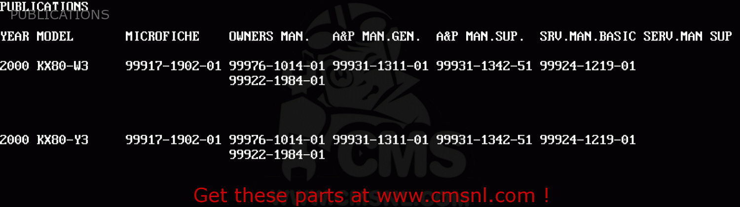 PUBLICATIONS KX80-W3 KX80II 2000 EUROPE AS