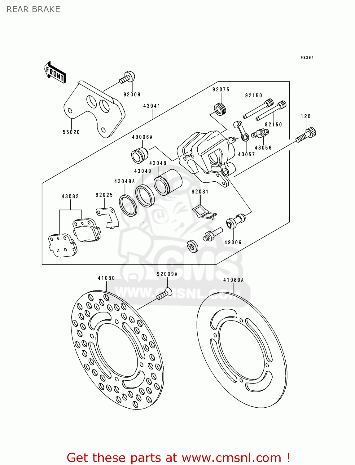 REAR BRAKE KX80-X3 KX80II 2000 EUROPE AS
