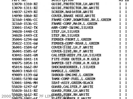 2000 KX80-X3      7F LIME GREEN - KX80-X3 KX80II 2000 EUROPE AS