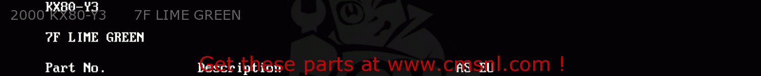 2000 KX80-Y3      7F LIME GREEN KX80-Y3 KX80II 2000 EUROPE AS