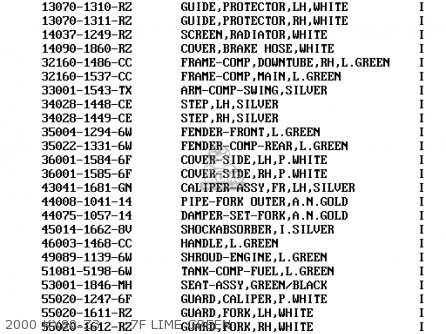 2000 KX80-Z3      7F LIME GREEN - KX80-Z3 KX80II 2000 EUROPE AS