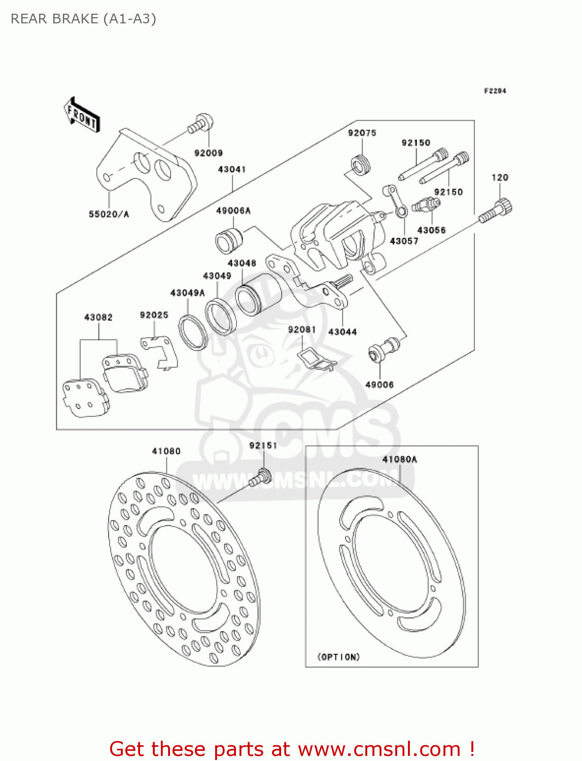 Kawasaki KX85-A1 KX85 2001 USA CANADA REAR BRAKE (A1-A3) - buy original