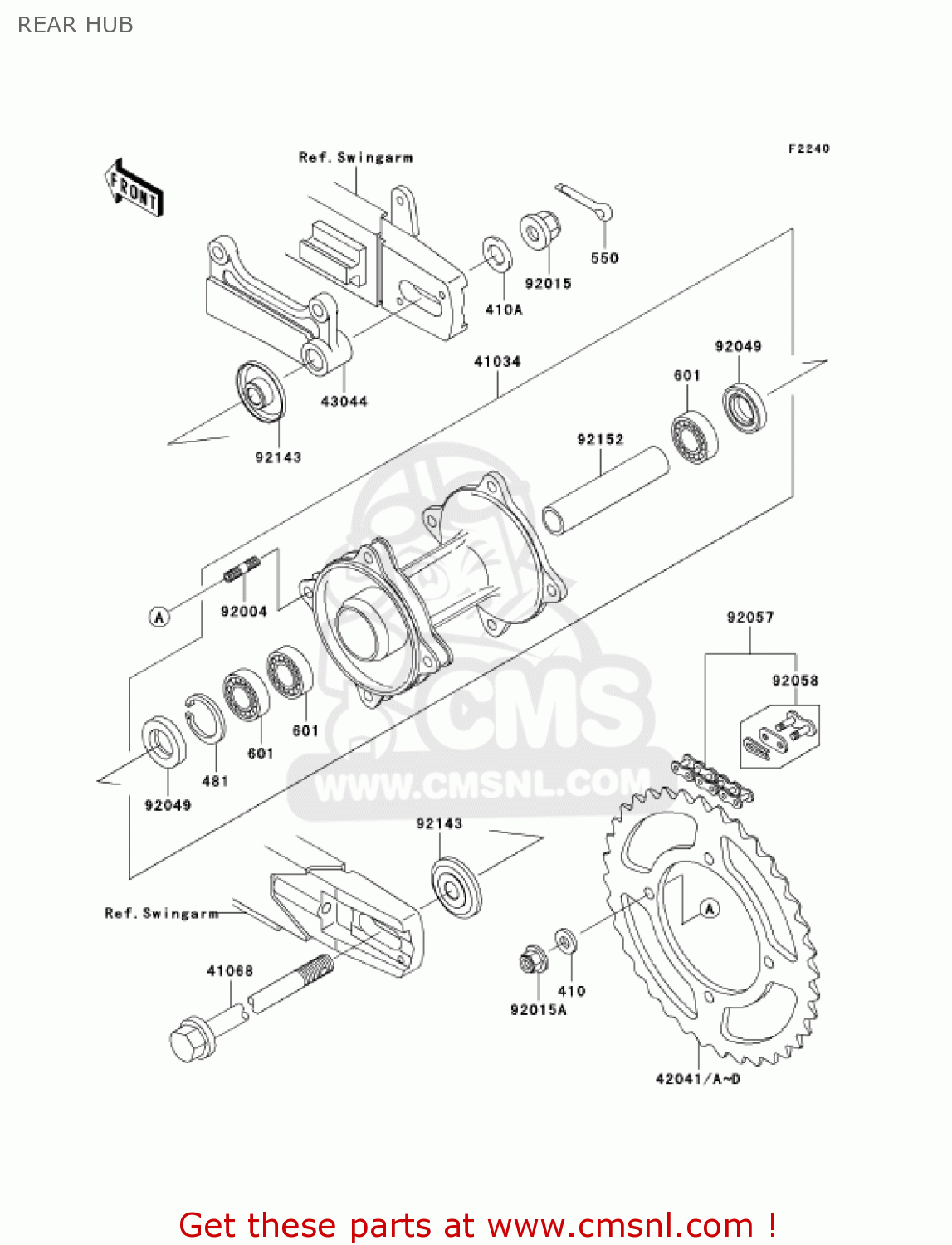 REAR HUB KX85-A1 KX85 2001 USA CANADA