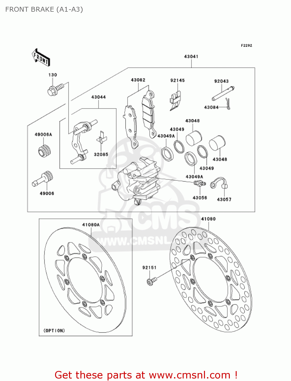 FRONT BRAKE (A1-A3) KX85-A1 KX85 2001 USA CANADA