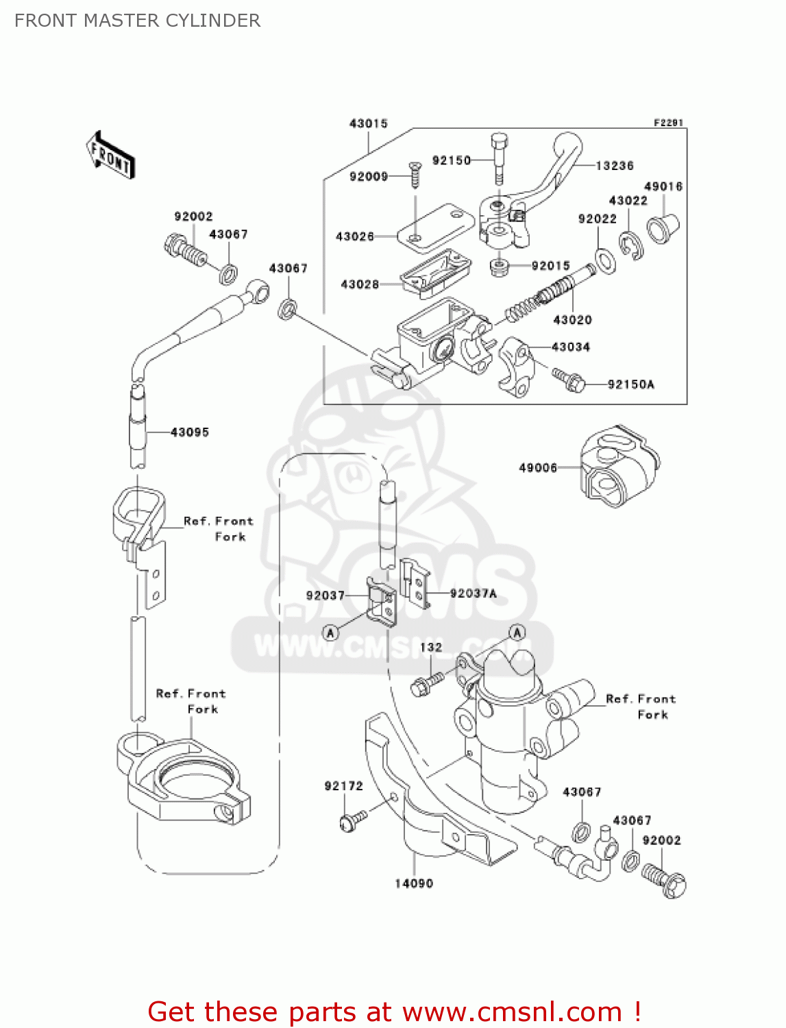 FRONT MASTER CYLINDER KX85-A2 KX85 2002 USA CANADA