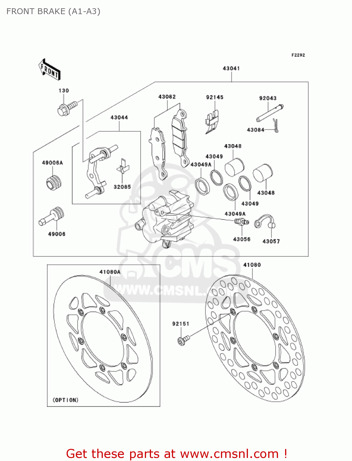 FRONT BRAKE (A1-A3) KX85-A2 KX85 2002 USA CANADA