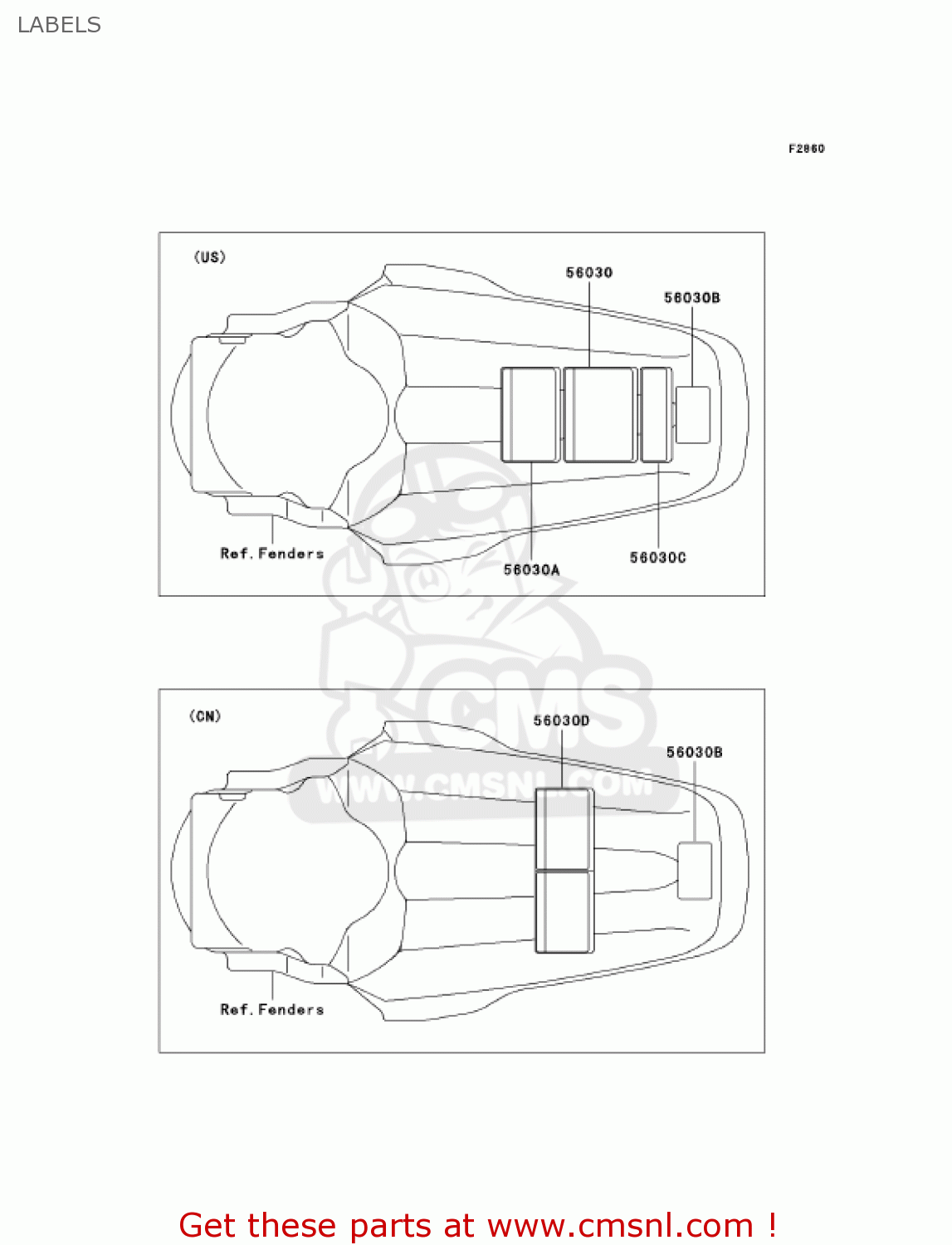 LABELS KX85-A2 KX85 2002 USA CANADA